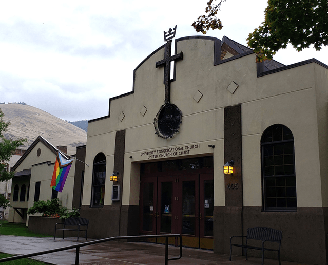 Front view of UCC Missoula on a rainy day